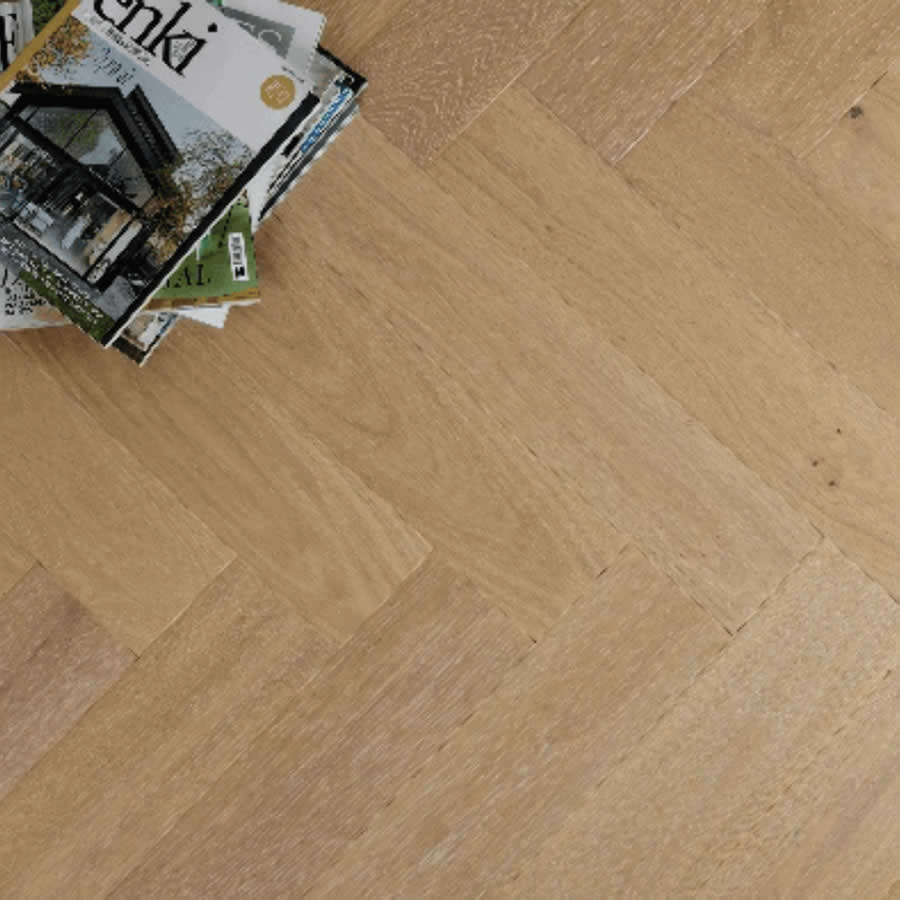 Artisan  Flooring - [Herringbone Witley Ice White/Limed Multi-Ply Oak ]